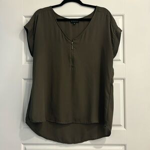 Olive green blouse with zipper